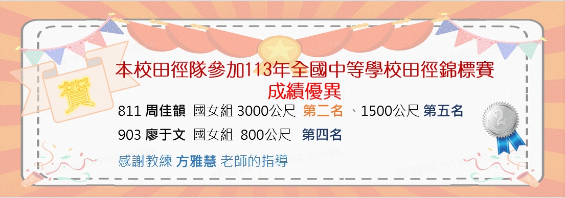 本校田徑隊參加113年全國中等學校田徑錦標賽成績優異