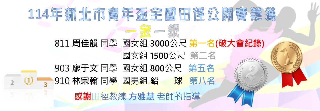 114年新北市青年盃全國田徑公開賽成績榮譽榜