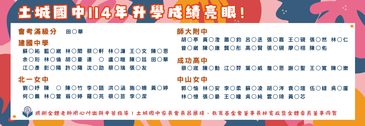 土城國中114年升學成績亮眼！